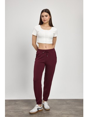 Rays Yumuşak Dokulu Esnek Premium Kumaş Rahat Kalıp Eşofman Altı Bordo