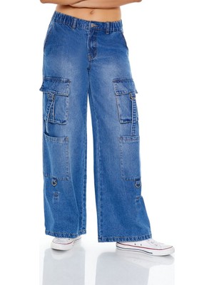 Wide-Leg Kargo Jean Pantolon