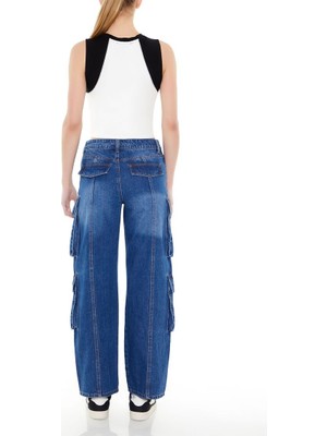 Wide-Leg Kargo Jean Pantolon