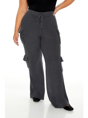 Plus Size Triko Kargo Pantolon