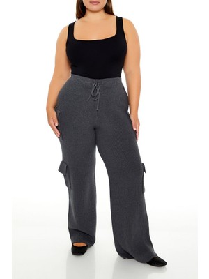 Plus Size Triko Kargo Pantolon