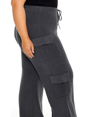 Plus Size Triko Kargo Pantolon