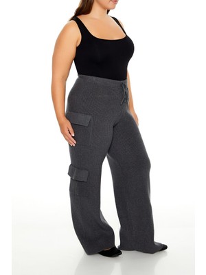 Plus Size Triko Kargo Pantolon