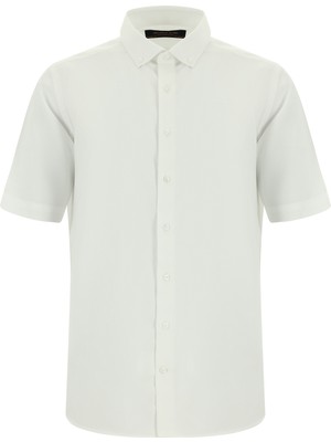 Kısa Kol Regular Fit Desenli Pamuk Gömlek