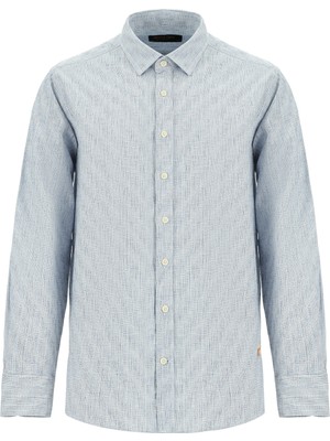 Uzun Kol Regular Fit Desenli Spor Keten Gömlek