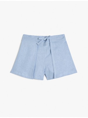 Koton Keten Şort Beli Lastikli Fiyonk Detaylı