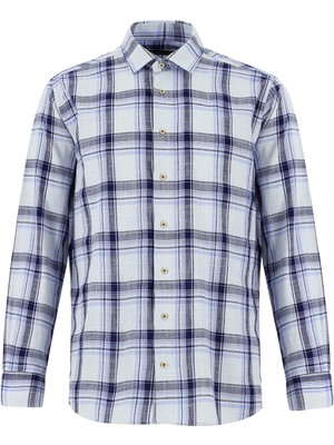 Uzun Kol Regular Fit Ekose Keten Gömlek