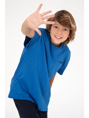 U.S. Polo Assn. Erkek Çocuk Kobalt Bisiklet Yaka Tişört 50295428-VR077