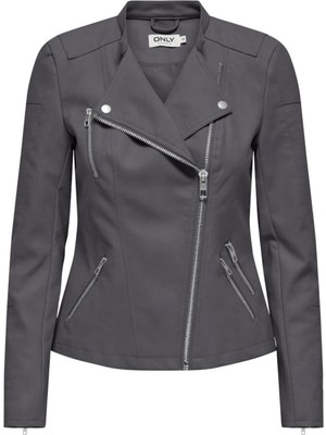 Onlava Faux Leather Bıker Otw Noos Antrasit