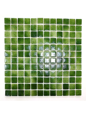 MozaiKristaL Mutfak Tezgah Arası, Havuz, Banyo, Sauna, Spa, ve Yaşam Alanlarının Tüm Yüzeyleri İçin. 25X25MM Püskürtme Yeşil. 31.5X31.5CM. Fileli Cam Mozaik. ( 1 M2 Fiyatıdır )