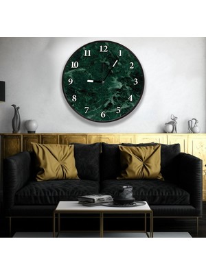 Emya Home 3D Yeşil Mermer Kanvas Duvar Saati - 50  cm