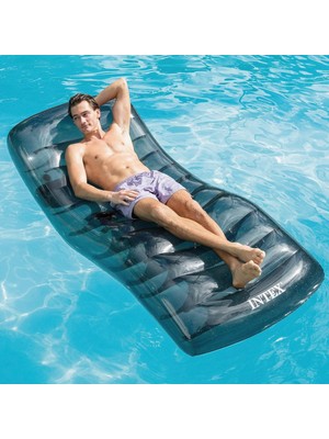 intex Lux Şişme Deniz Şezlongu - Büyük Lux Deniz Yatağı - Bardaklı Delux Lounge Deniz Yatağı - Mega Boy Havuz Yatağı 191X99 Cm.