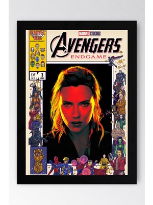 Black Widow Çerçeveli Tablo - Marvel Çizgi Roman Kapağı Poster Tablo