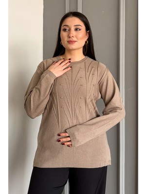 Modaplaza Kadın Büyük Beden Anne Bluz Vizon Şık Tasarım Özellikleri ile