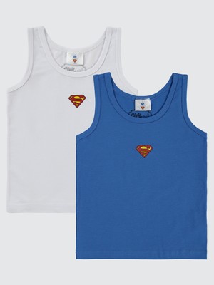 Superman  Erkek Çocuk 2'li Atlet Set 2-10 Yaş Mavi