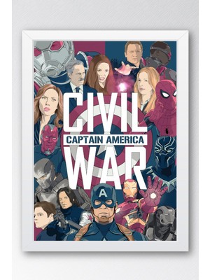 Captain America Çerçeveli Tablo - Kaptan Amerika Marvel Poster Tablo