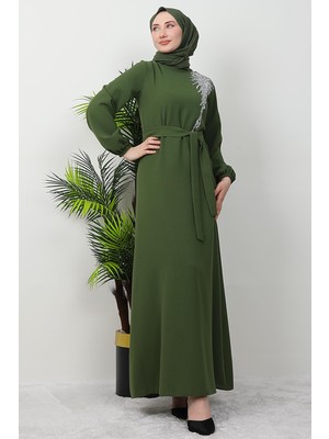 Giza Store Sinem Tesettür Elbise Haki