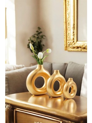 Tambana Beyaz Dekoratif Vazo Seti Obje Ev Dekorasyon Masa Üstü Dekor Vazo Seti Model 23