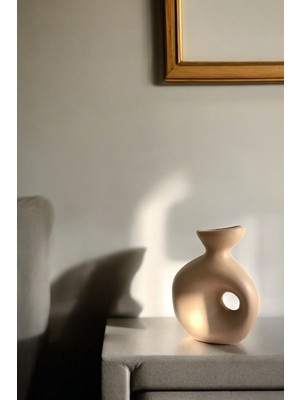 Beyaz Dekoratif Vazo Obje Ev Dekorasyon Masa Üstü Dekor Vazo Model 34