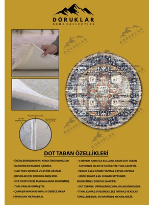 Kaymaz Taban Yıkanabilir Dijital Baskı Dekoratif Modern Desenli Yuvarlak Dot Taban Halı