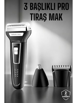 3 Başlıklı Kulak ve Burun Tıraş Makinesi Erkeklere Özel
