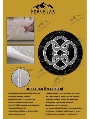 Kaymaz Taban Yıkanabilir Dijital Baskı Dekoratif Modern Desenli Yuvarlak Dot Taban Halı