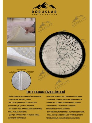 Kaymaz Taban Yıkanabilir Dijital Baskı Dekoratif Modern Desenli Yuvarlak Dot Taban Halı