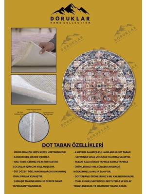 Kaymaz Taban Yıkanabilir Dijital Baskı Dekoratif Modern Desenli Yuvarlak Dot Taban Halı