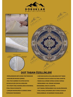 Kaymaz Taban Yıkanabilir Dijital Baskı Dekoratif Modern Desenli Yuvarlak Dot Taban Halı