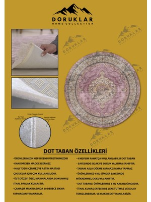 Kaymaz Taban Yıkanabilir Dijital Baskı Dekoratif Modern Desenli Yuvarlak Dot Taban Halı