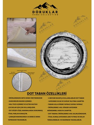 Kaymaz Taban Yıkanabilir Dijital Baskı Dekoratif Modern Desenli Yuvarlak Dot Taban Halı