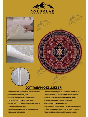 Kaymaz Taban Yıkanabilir Dijital Baskı Dekoratif Modern Desenli Yuvarlak Dot Taban Halı