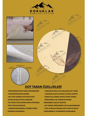 Kaymaz Taban Yıkanabilir Dijital Baskı Dekoratif Modern Desenli Yuvarlak Dot Taban Halı