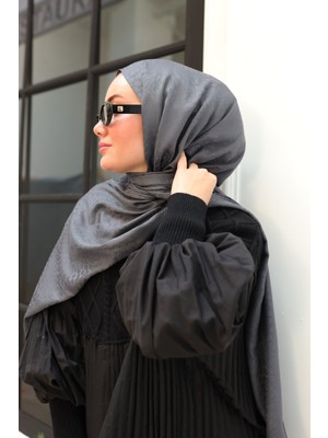 Silk Home Batik Desen Jakarlı Deluxe Şal - Füme