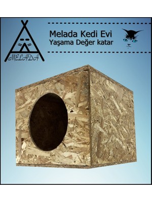 Melada Mobilya Kedi Evi Dış Ortam Uygun Ahşap Kedi Evi Osb 36x34x32 cm