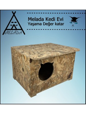 Melada Mobilya Kedi Evi Dış Ortam Uygun Ahşap Kedi Evi Osb 50x45x34 cm