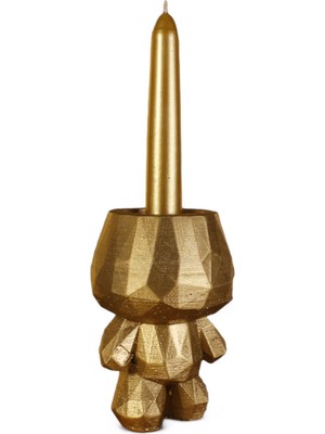 Altın Eskitme Mumluk Şamdan Ince Mum Uyumlu Model 5