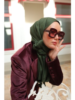 Silk Home Labirent Desen Jakarlı Deluxe Şal - Haki