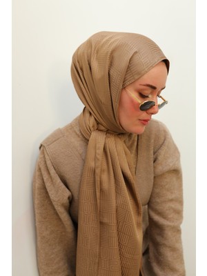 Silk Home Labirent Desen Jakarlı Deluxe Şal - Camel