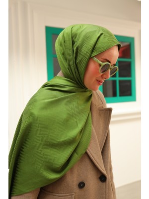 Silk Home Labirent Desen Jakarlı Deluxe Şal - Çimen Yeşili