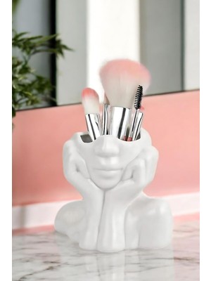 Makyaj Fırçası Organizer Kozmetik Makyaj Düzenleyici Beyaz Model 28