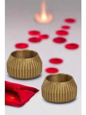 Şamdan Mumluk Dekoratif Mumluk Tealight Mumluk Model 38 Ikili Mumluk