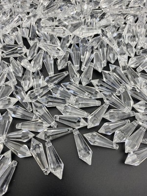 Hedef Bijuteri 50GR Küçük Akrilik Sarkıt,fişek,kalem Model Boncuk Sallantılı Avize Taşı,abajur Boncuğu (~36 Adet)