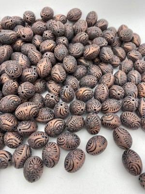 Eskitme Mat Bakır Renk Çiçek Motifli Badem Model Boncuk, Takı,çanta Boncuğu (100GR,~45ADET)