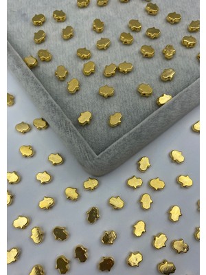 Hedef Bijuteri 3 Adet 18 Ayar Altın Kaplama Fatma Ana Eli Figür,delikli Takı Boncuğu