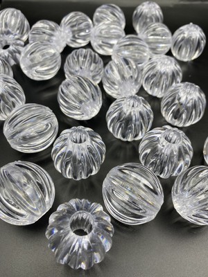 Hedef Bijuteri 4 Adet 35MM Küçük Çizgili Kavuk Model Akrilik Boncuk Sallantılı Avize Taşı, Abajur Boncuğu