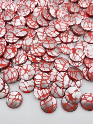 Hedef Bijuteri 100GR 25MM Yassı Gümüş Boyalı Kırmızı Yuvarlak Akrilik Boncuk,takı, Çanta Yapım Boncuğu (~ 43 Adet),