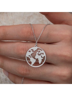 Inure Jewelry Gümüş Dünya Kadın Kolye