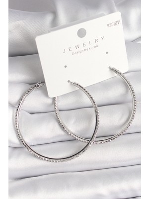 Callerrons Accessories Pirinç Gümüş Renk Zirkon Taşlı Halka Model Kadın Küpe - EBJ250118W30653