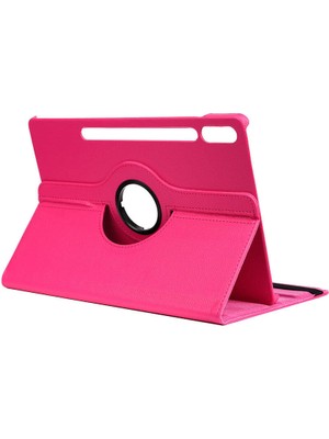ZORE Galaxy Tab S9 Fe Plus Uyumlu Dönebilen Standlı Kılıf-Pembe Koyu